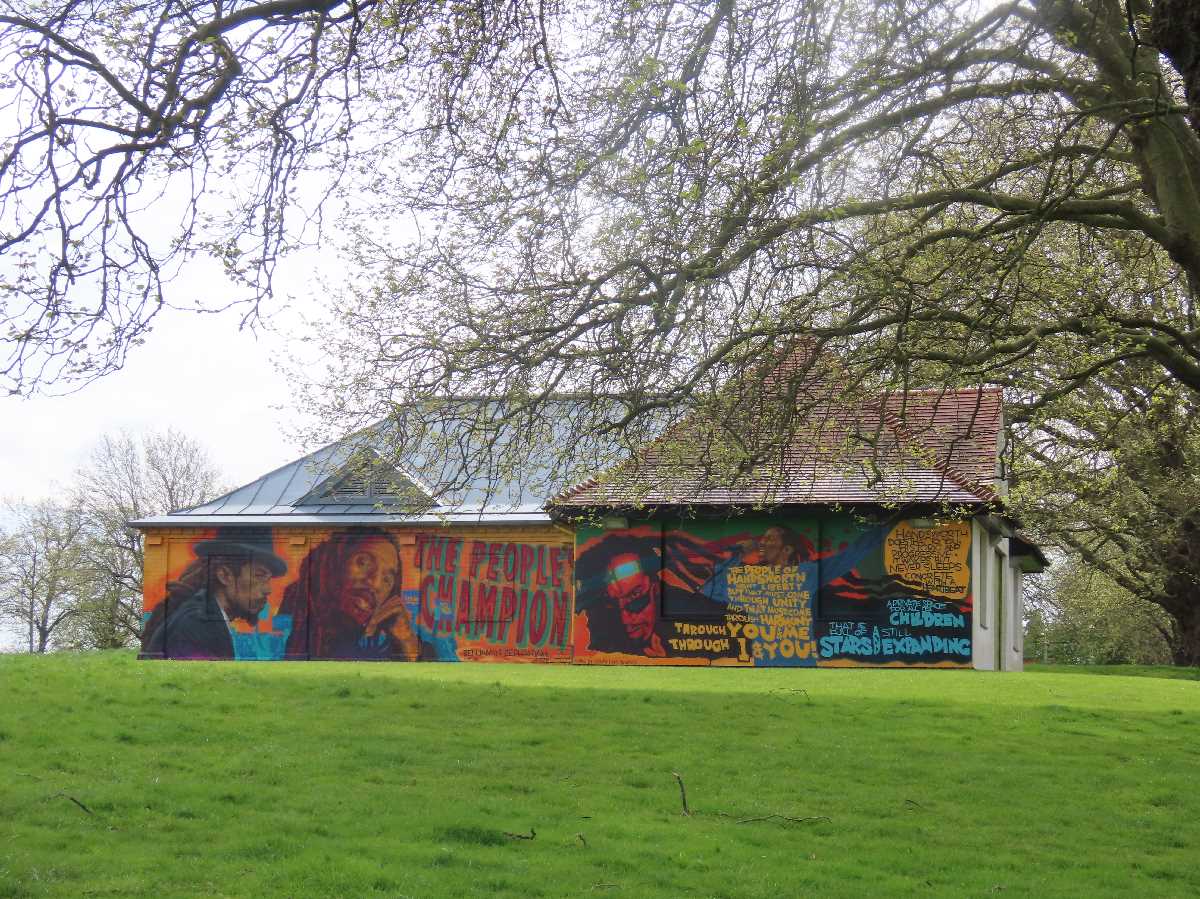Benjamin Zephaniah mural on the Handsworth Park Arts Trail